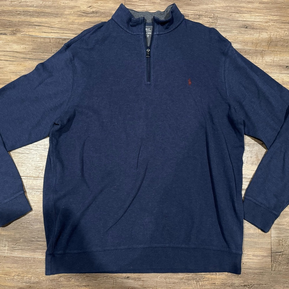 Ralph Lauren Polo 1/4 Zip Blue Sweater Sz XLT - Picture 1 of 7